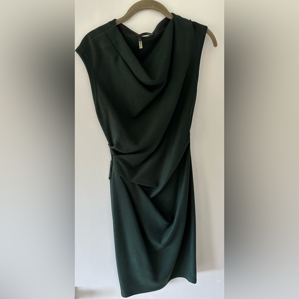 Wool dress, knee length, fitted.